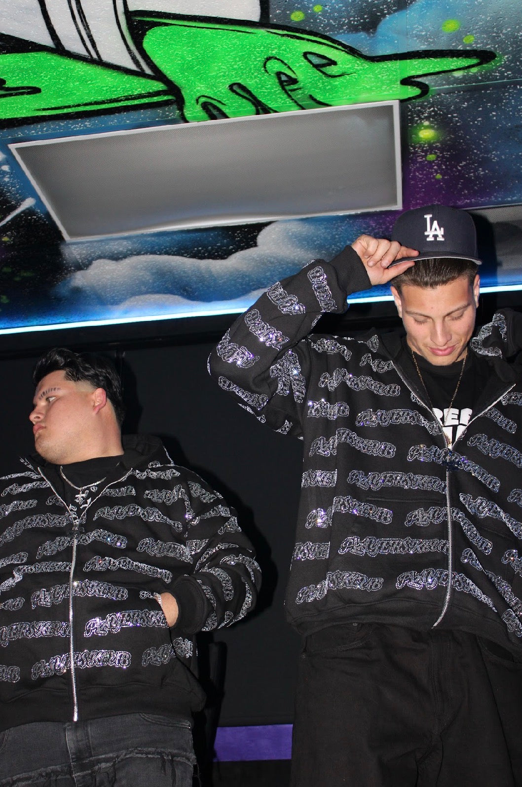 PLAYER$KLUB RHINESTONE ZIP UP