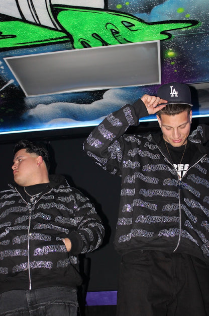 PLAYER$KLUB RHINESTONE ZIP UP