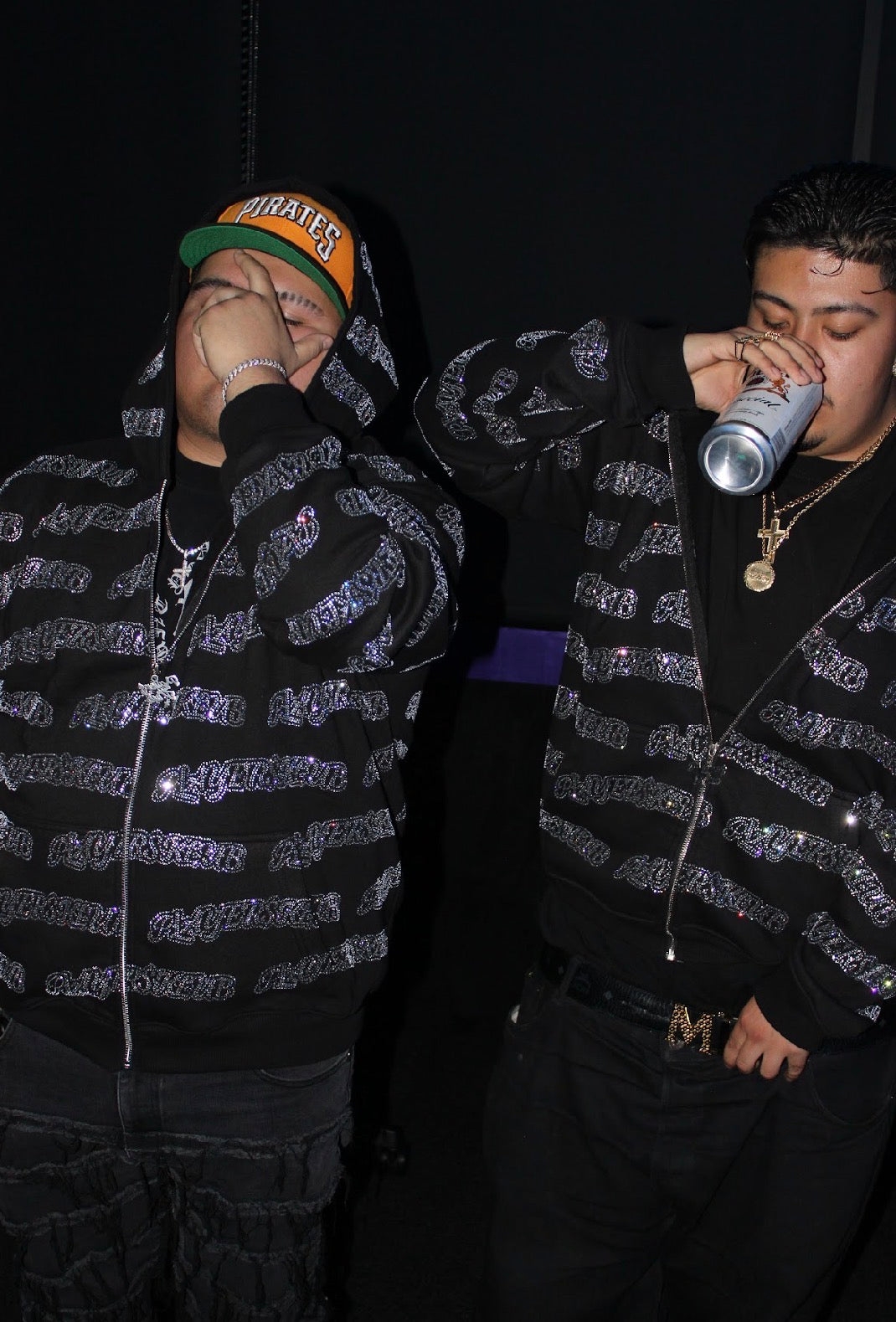 PLAYER$KLUB RHINESTONE ZIP UP