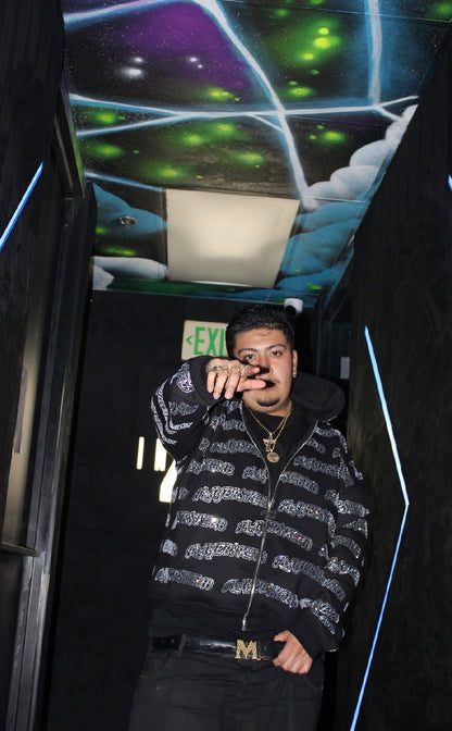 PLAYER$KLUB RHINESTONE ZIP UP