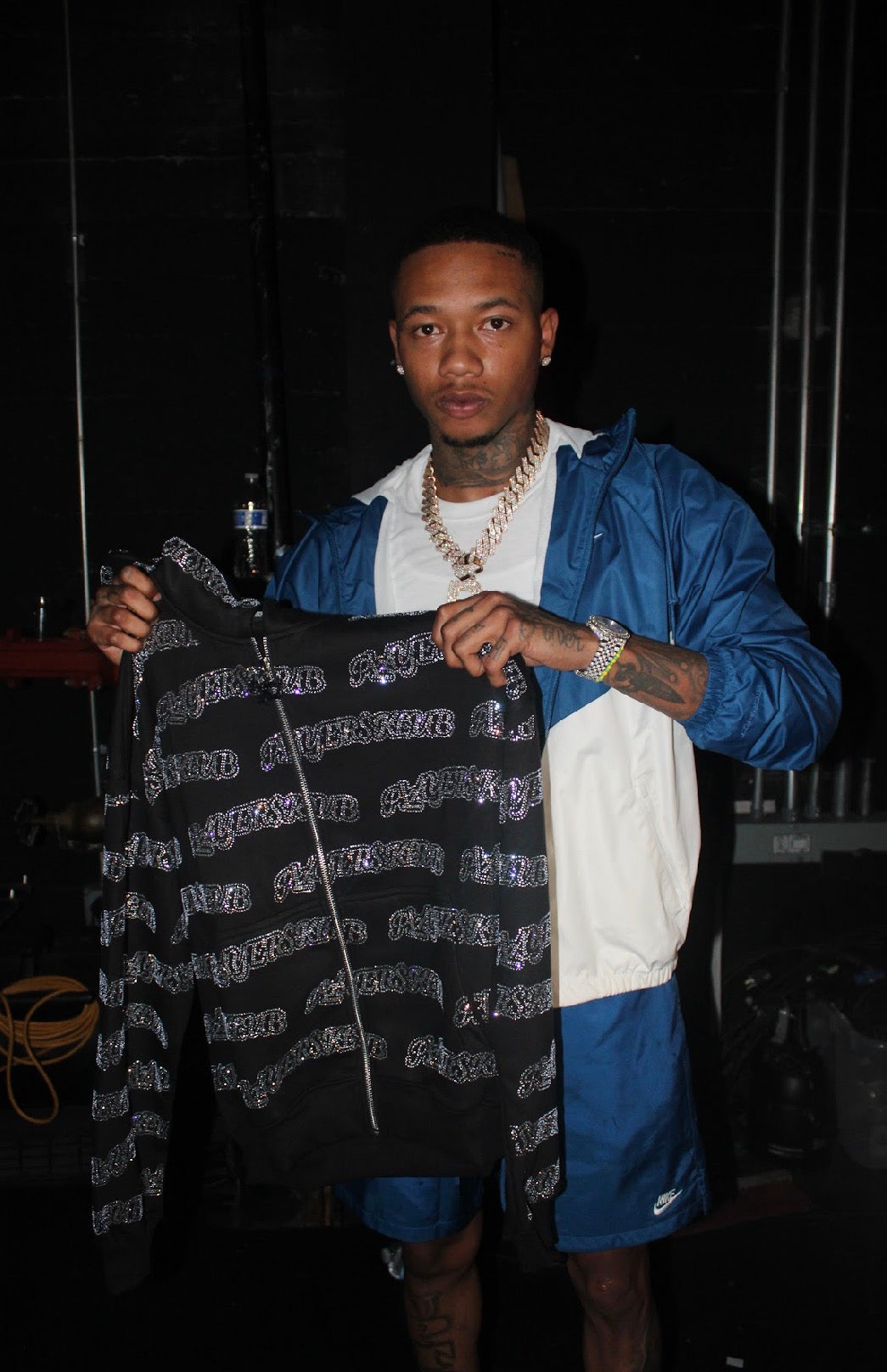 PLAYER$KLUB RHINESTONE ZIP UP